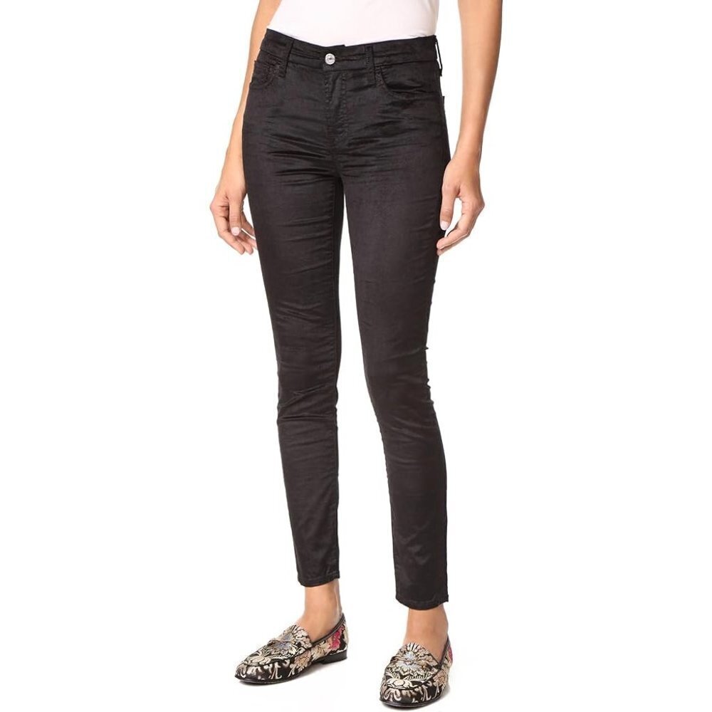 7 for all Mankind Women's Size 28 Black Velvet Skinny Stretch Ankle Jeans